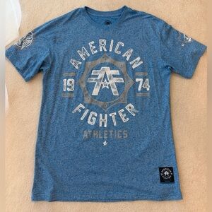 American Fighter Logo Heather Blue Athletic Tee